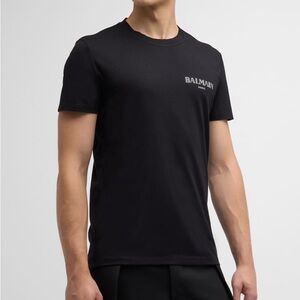 New Authentic Balmain Paris Men's Black Logo T-Shirt